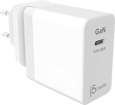 Зарядное устройство j5create GaN PD USB-C Mini Charger 65W, White [JUP1365]