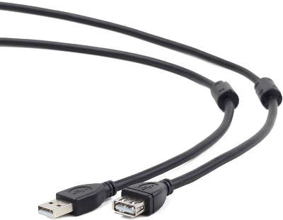 Кабель Gembird Pro удлинитель USB 2.0 AmAf, 4.5м, черный, 2 ферритовых кольца