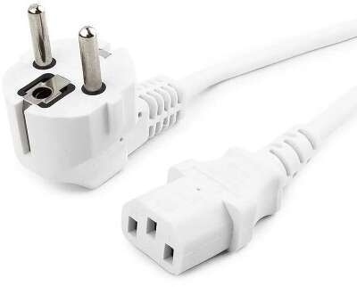 Кабель питания Cablexpert PC-186-1-3 белый, 1.8м, Schuko(S22) - C13, Сечение провода 3x1кв.мм, с заземлением, без индивидуальной упаковки (сборка)