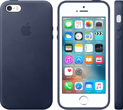 Кожаный чехол для iPhone SE Apple Leather Case, Midnight Blue [MMHG2ZM/A]