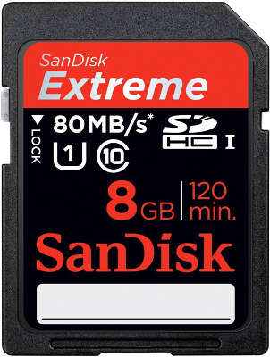 Карта памяти 8 Гб SDHC SanDisk Extreme UHS-I 80MB/s Class 10 [SDSDXS-008G-X46]