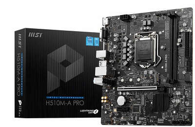 Материнская плата MSI H510M-A PRO Soc-1200 Intel H510 2xDDR4 mATX AC`97 8ch(7.1) GbLAN+VGA+HDMI