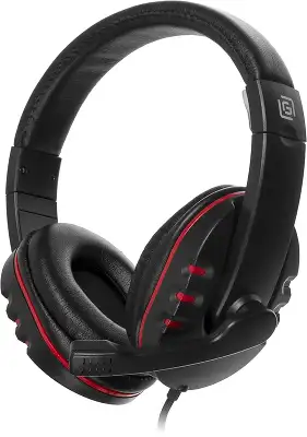 Наушники с микрофоном Оклик HS-L380G ABBADON черный/красный 1,8м мониторные (1100404)