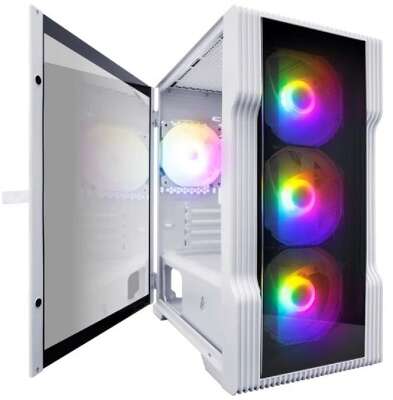 1STPLAYER Корпус TRILOBITE T3-G White / mATX, TG / 4x 120mm LED fans inc. / T3-G-WH-4F1-W