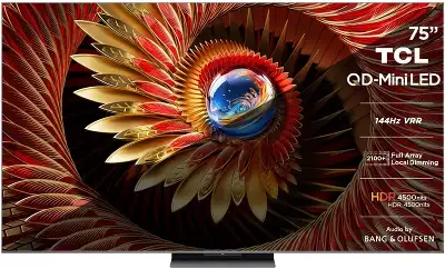 Телевизор LED TCL 75" 75C8K Mini LED QD Mini LED Frameless черный 4K Ultra HD 144Hz DVB-T DVB-T2 DVB-C DVB-S DVB-S2 USB WiFi Smart TV