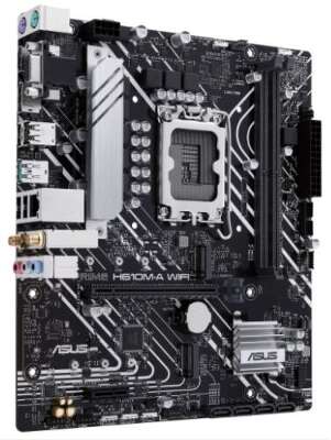 ASUS PRIME H610M-A WIFI (Socket 1700, mATX, 2xDDR5(96GB), VGA/DP/HDMI, 1xPCIe 4.0x16/1xPCIe 3.0, 1xLAN, Wi-Fi, BT, 4xSATA 6Gb/s, 2xM.2, 1xUSB 3.2, 4xUSB 2.0, 2xPS/2)