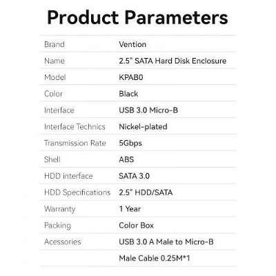Внешний корпус Vention для HDD/SSD 2.5