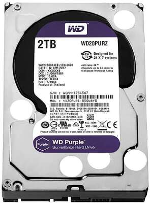 2TB WD Purple (WD22PURZ) {Serial ATA III, 5400- rpm, 256Mb, 3.5"}