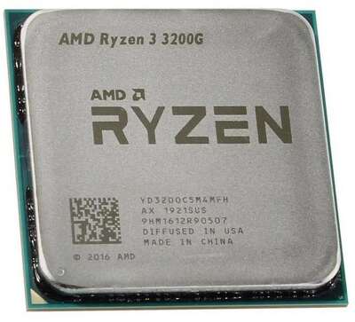 Процессор AMD Ryzen 3 3200G Picasso (Soc-AM4, 3.6GHz, 4C/4T, Radeon Vega 8, 4Mb, TDP-65W, ОЕМ) (YD3200C5M4MFH)