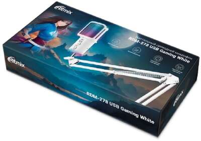 RITMIX RDM-278 USB Gaming White {Подключение  Type-C - USB A / Type-C, Jack 3,5 мм на наушники; размеры микрофона: 5 * 15* 5 см}