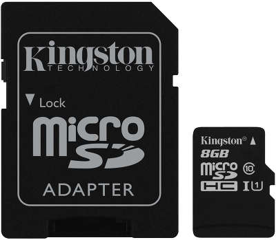 Карта памяти 8 Гб Micro SDHC Kingston Class 10 UHS-I 45MB/s [SDC10G2/8GB]