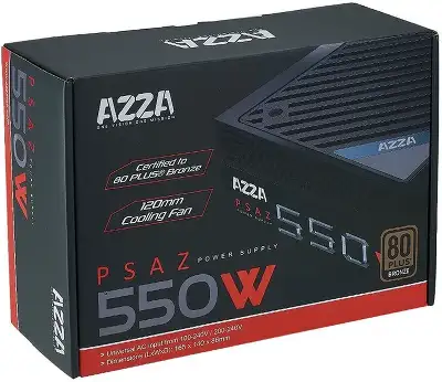Блок питания Azza ATX 550W PSAZ-550W 80+ bronze (20+4pin) APFC 120mm fan 5xSATA RTL