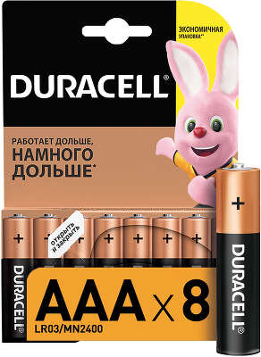 Комплект элементов питания AAA Duracell BASIC (8шт в упаковке), цена за 1шт.