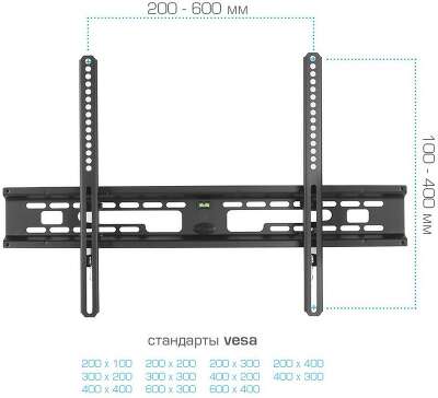 Кронштейн для ТВ KROMAX FLAT-2 black (max VESA 600x400 мм, настенный, наклонный, max 65 кг) (26008)
