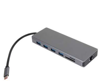 Концентратор VCOM CU4706 TypeC/(2*HDMI+DP)4K*60Hz 3*USB3.0 TC USB2.0 RJ45 SD TF PD audio TC адаптер