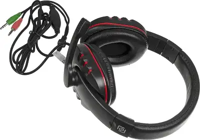 Наушники с микрофоном Оклик HS-L380G ABBADON черный/красный 1,8м мониторные (1100404)