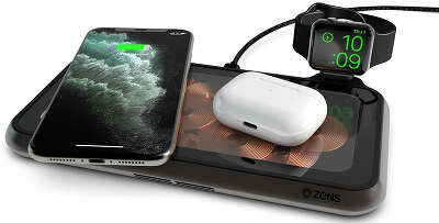 Беспроводное зарядное устройство ZENS Liberty 16 Coil Dual Wireless Charger Glass, Black [ZEDC09G/00]
