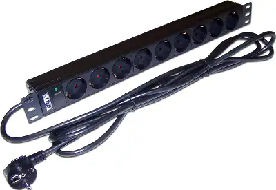 Блок распределения питания Lanmaster TWT-PDU19-16A9P-3.0 гор.размещ. 9xSchuko базовые 16A Schuko 3м