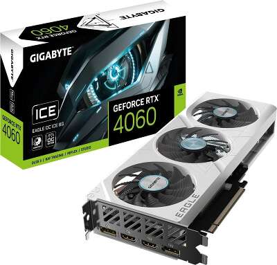 Видеокарта GIGABYTE NVIDIA nVidia GeForce RTX 4060 EAGLE OC ICE 8Gb DDR6 PCI-E 2HDMI, 2DP