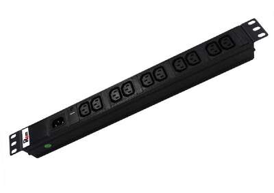 REM Блок розеток Rem-10 без шнура с инд., 10 IEC 60320 C13, вход IEC 60320 C14, 10A, алюм., 19