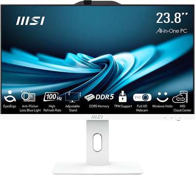 Моноблок MSI Pro AP242P 14M 23.8" FHD i5-14400 2.5 ГГц/8/512 SSD/WF/BT/Cam/Kb+Mouse/без ОС,белый