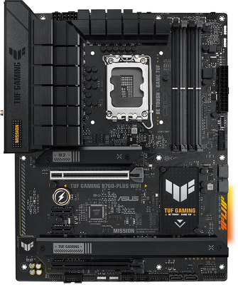 Материнская плата ASUS TUF GAMING B760-PLUS WIFI, LGA1700, B760, 2*DDR5, 4*SATA, 3*M.2, 4*USB 3.2, 1*USB 2.0, Type-C, 2*PCIx16, 2*PCIx1, DP+HDMI, ATX; 90MB1ER0-M1EAY0