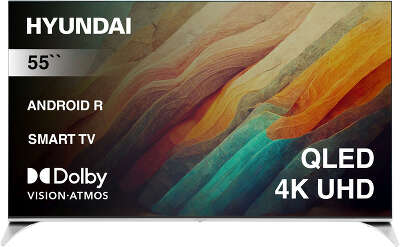 Телевизор QLED Hyundai 55" H-LED55QBU7500 Android TV Frameless черный/серебристый 4K Ultra HD 60Hz DVB-T DVB-T2 DVB-C DVB-S DVB-S2 USB WiFi Smart TV