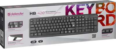Клавиатура проводная DEFENDER HB-420 black (USB, полноразмерная, 107+3 кл.) (45420)
