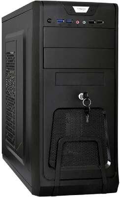 Exegate EX283214RUS Корпус Miditower ExeGate CP-603UB Black, ATX, <без БП>, 2*USB+2*USB3.0, Audio, замок блокировки кнопки питания