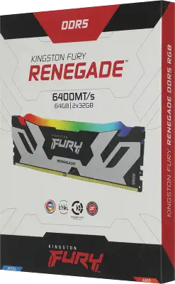 Набор памяти DDR5 DIMM 2x32Gb DDR6400 Kingston FURY Renegade RGB (KF564C32RSAK2-64)