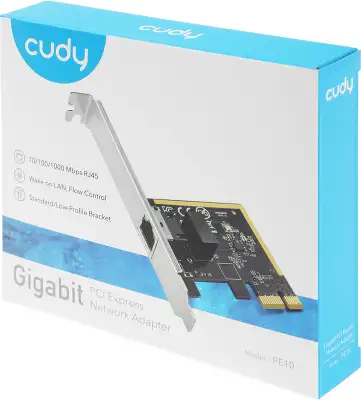 Сетевая карта Cudy PE10, 1xRJ-45, 10/100/1000 Мбит/с, PCI-E