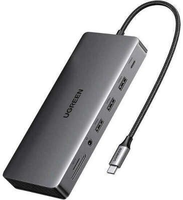 Конвертер UGREEN CM681 (15978) Revodok Pro Converter 13-in-1 4K@60Hz & 2*HDMI & 1*DP with PD. Цвет: серый
