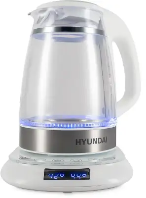 Чайник электрический Hyundai HYK-G5507 1.7л. 2200Вт белый/серебристый корпус: стекло