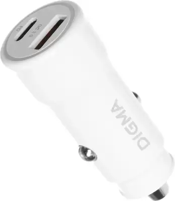 Автомобильное зар./устр. Digma DGC2С 20W 3A (PD+QC) USB-C/USB-A белый (DGC2C0HX12WH)