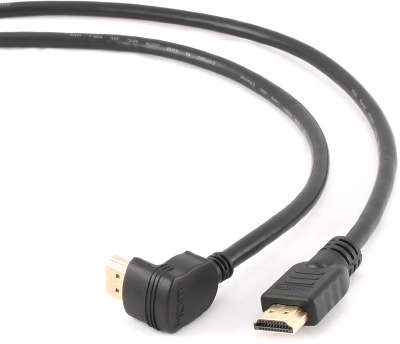 Кабель HDMI- HDMI, 4,5м, v1.4, углов. разъем, чёрный, зол.конт., экран