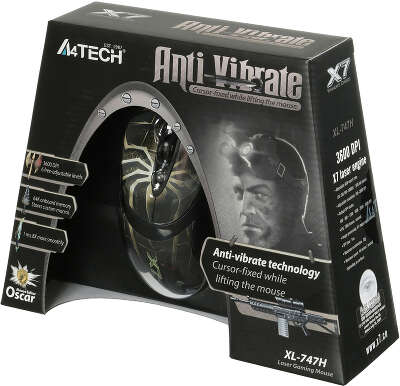 Мышь A4Tech Oscar Editor XL-747H коричневый/рисунок лазерная 3600dpi USB2.0 6but (XL-747H (BROWN SPIDER))