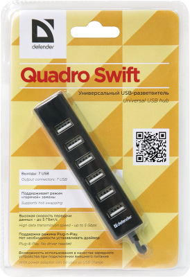 Defender Универсальный USB разветвитель Quadro Swift USB2.0, 7 портов