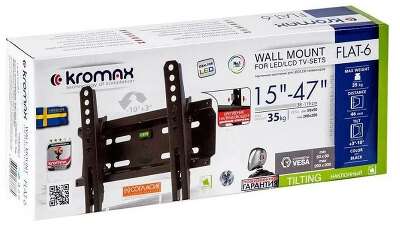 Кронштейн для ТВ KROMAX FLAT-6 black (max VESA 200x200 мм., настенный, наклонный, 15"-47", max 35 кг) (26012)