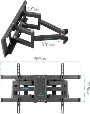 Кронштейн для телевизора Kromax CORBEL-8 титан 32"-75" макс.55кг настенный поворот и наклон