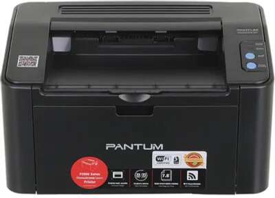 Pantum P2500NW Принтер, Mono Laser, A4, 22стр/мин, 1200x1200 dpi, 128MB RAM, лоток 150 листов, USB, RJ45, Wi-Fi, черный корпус