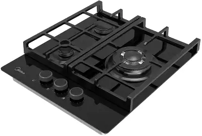 Газовая варочная панель MIDEA/ MDK/Газовая варочная панель MIDEA, 45 см, WOK-конфорка, чугунные решетки, автоподжиг, газконтроль, адаптер для кофе, цвет черный