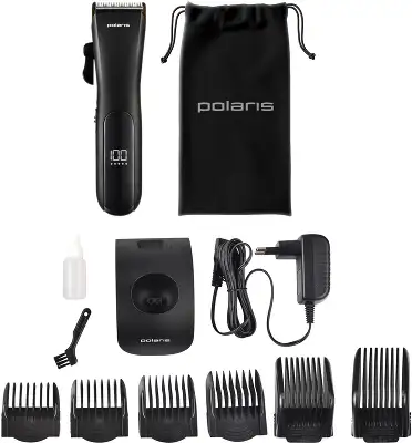 Машинка для стрижки Polaris PHC 2500 черный 3Вт (насадок в компл:6шт)