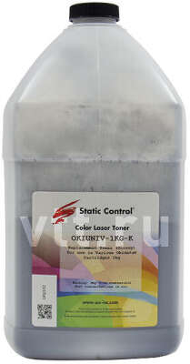 Тонер Static Control Универсальный для Oki C3300N/5500, Bk, 1 кг, флакон