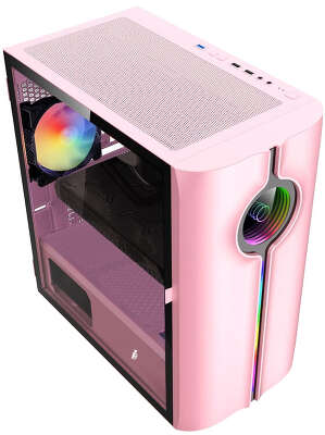 Корпус 1STPLAYER INFINITE SPACE IS3, розовый, mATX, Без БП (IS3-PK-1F2-W)