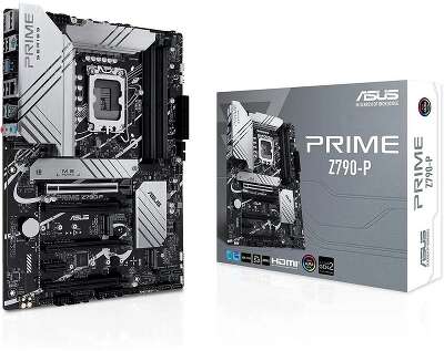 ASUS PRIME Z790-P(Socket 1700, ATX, 4xDDR5(192GB),  DP/HDMI, 1xPCIe 5.0x16/3xPCIe 4.0x16/1xPCIe 3.0, 1xLAN (2.5GbE), 4xSATA 6Gb/s, 3xM.2,1xM.2 E key, 1xType-C,3xUSB 3.2, 4xUSB 2.0,1xPS/2))