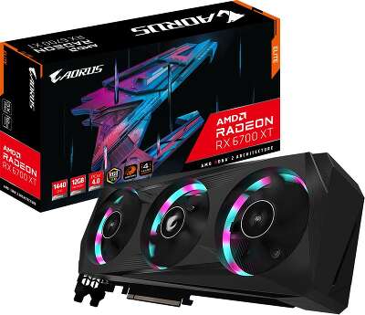 Видеокарта GIGABYTE AMD Radeon RX 6700 XT AORUS ELITE 12Gb DDR6 PCI-E 2HDMI, 2DP