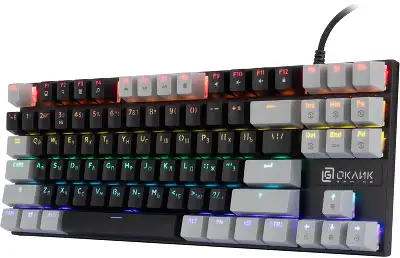 Клавиатура Оклик K600X механическая черный/серый USB Multimedia for gamer LED кабель 1.8м
