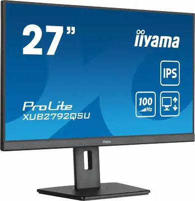 Монитор Iiyama 27" ProLite XUB2792QSU-B6 черный IPS LED 0.4ms 16:9 HDMI M/M матовая HAS Piv 250cd 178гр/178гр 2560x1440 100Hz DP Quad HD 2K (1440p) USB 6.1кг
