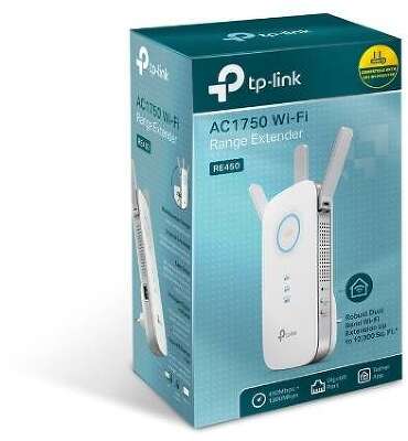 TP-Link RE450 Усилитель Wi-Fi сигнала AC1750, до 450 Мбит/с на 2,4 ГГц + до 1300 Мбит/с на 5 ГГц, 3 внешние антенны