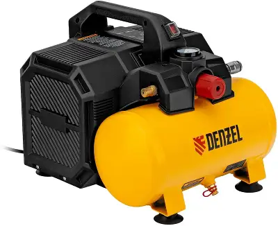 Компрессор поршневой Denzel DLS750/6 безмасляный 140л/мин 6л 750Вт желтый/черный